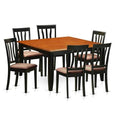 Black & Cherry 7 Piece Microfiber Dining Table Set with 6 Wooden Chairs O812