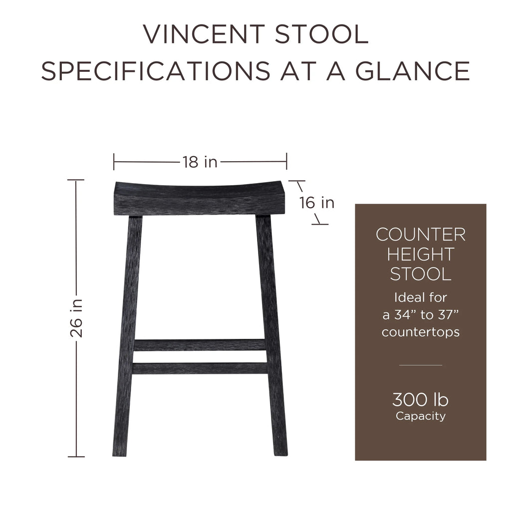Antiqued Black Wooden Counter Stool C927