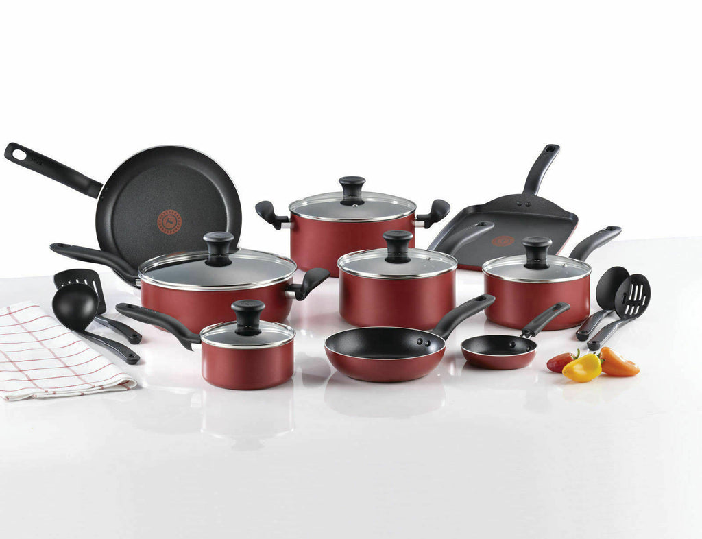 18 Piece Red Nonstick Cookware Set U51456
