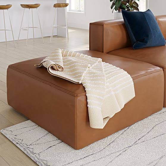 Old Saddle Leather Ottoman E6469
