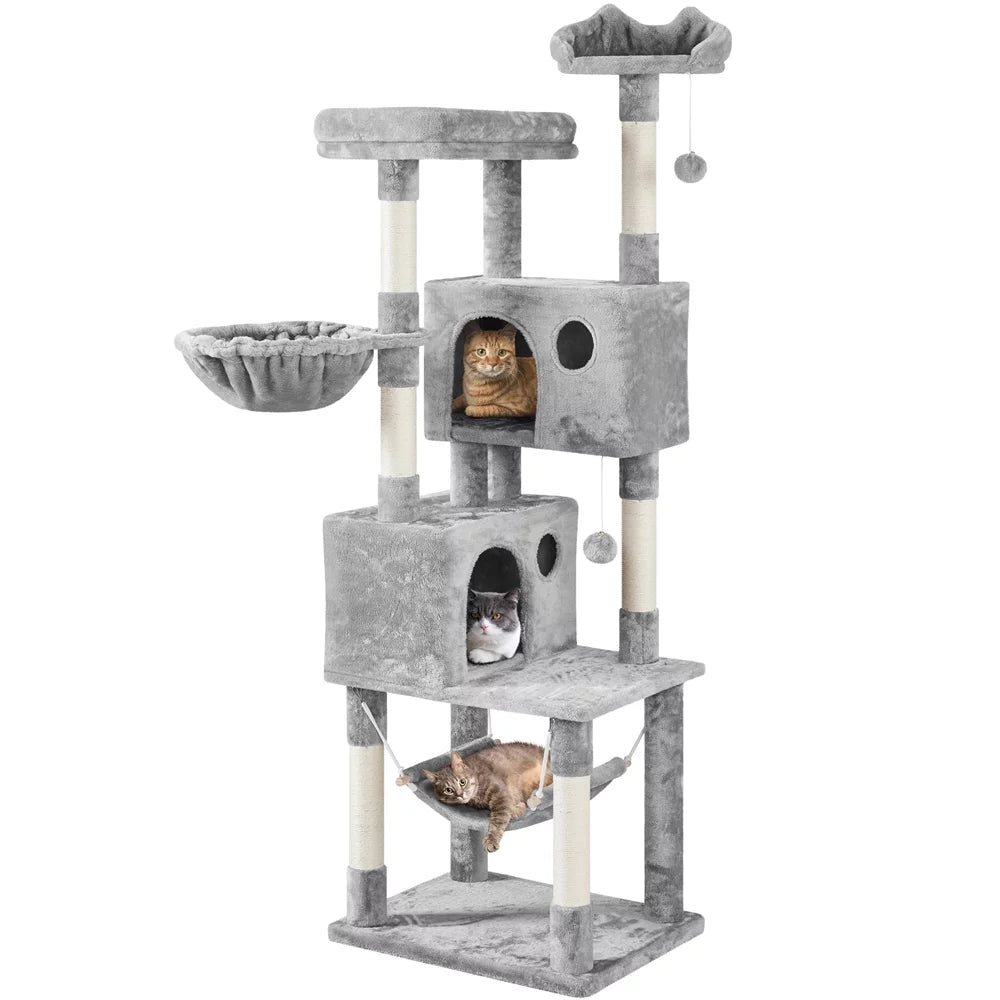 73''H Multilevel Cat Tree with 2 Condos & Scratching Posts U6460