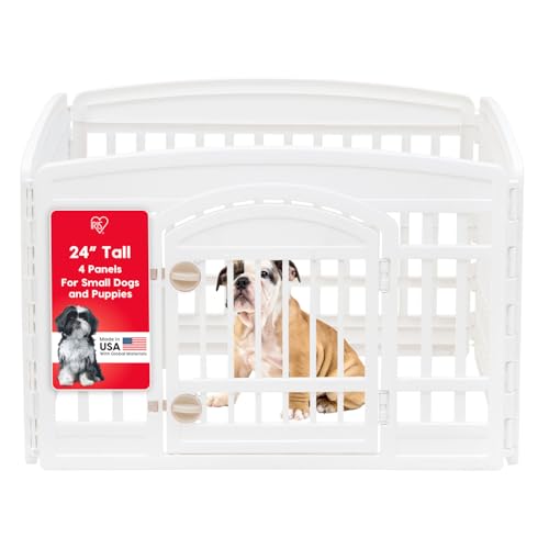 24" 4-Panel White Dog Playpen with Door J428