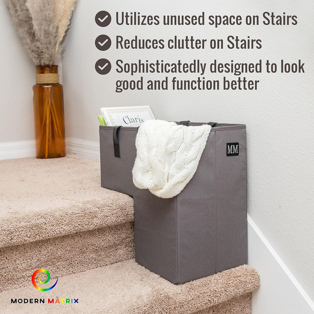 Canvas Stairs Basket with Leather Handles X83365
