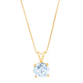 0.5 ct Round Cut Natural Swiss Blue Topaz 18k Yellow Gold Pendant with 16" Gold Chain Y3155