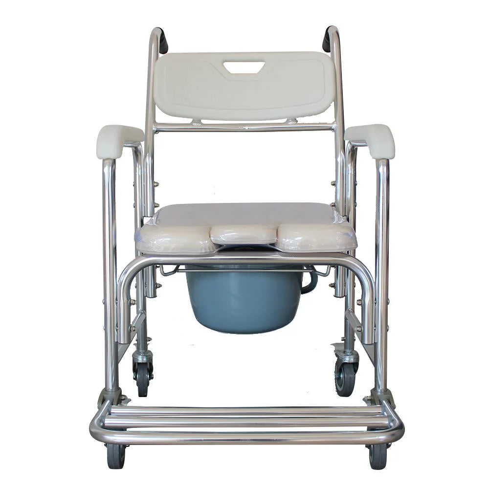 Aluminum Multifunction Wheelchair Shower Commode Chair with Locking Wheels N881