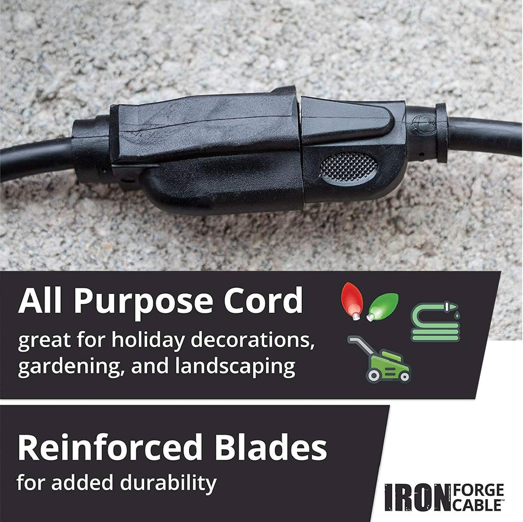 Black 16/3 100 Ft Outdoor Extension Cord with 3 Prong Grounded Plug D85972