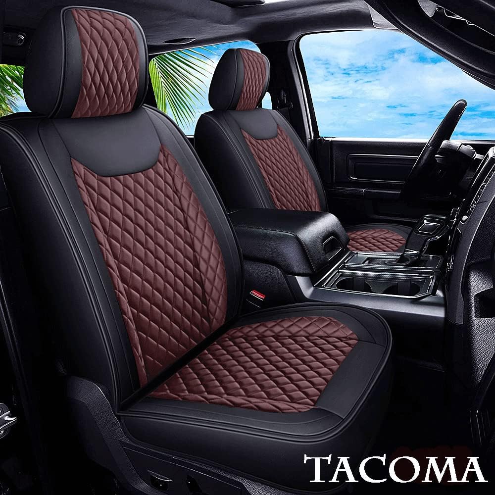Coffee Waterproof Faux Leather Full Set Seat Covers Q372548