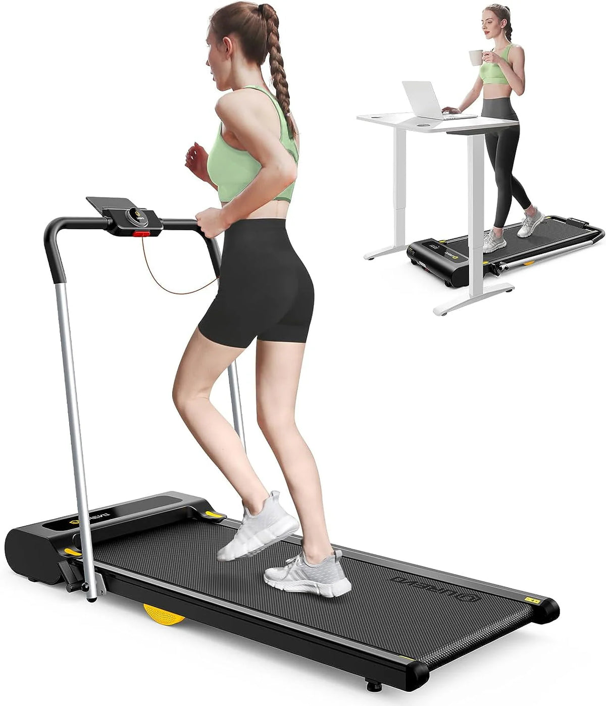 2 in 1 Under Desks Treadmill 2.5HP Folding Treadmill with Remote Control 265lb I698