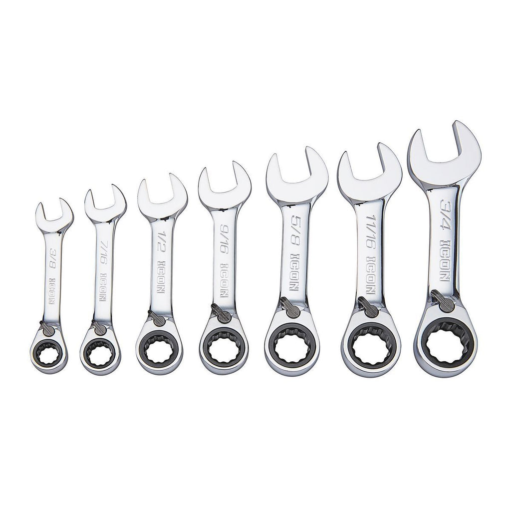 7 Piece SAE Ratcheting Combination Wrench Set G852
