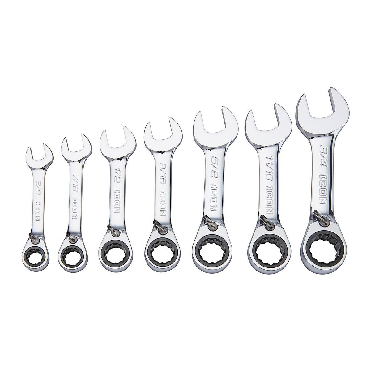 7 Piece SAE Ratcheting Combination Wrench Set G852