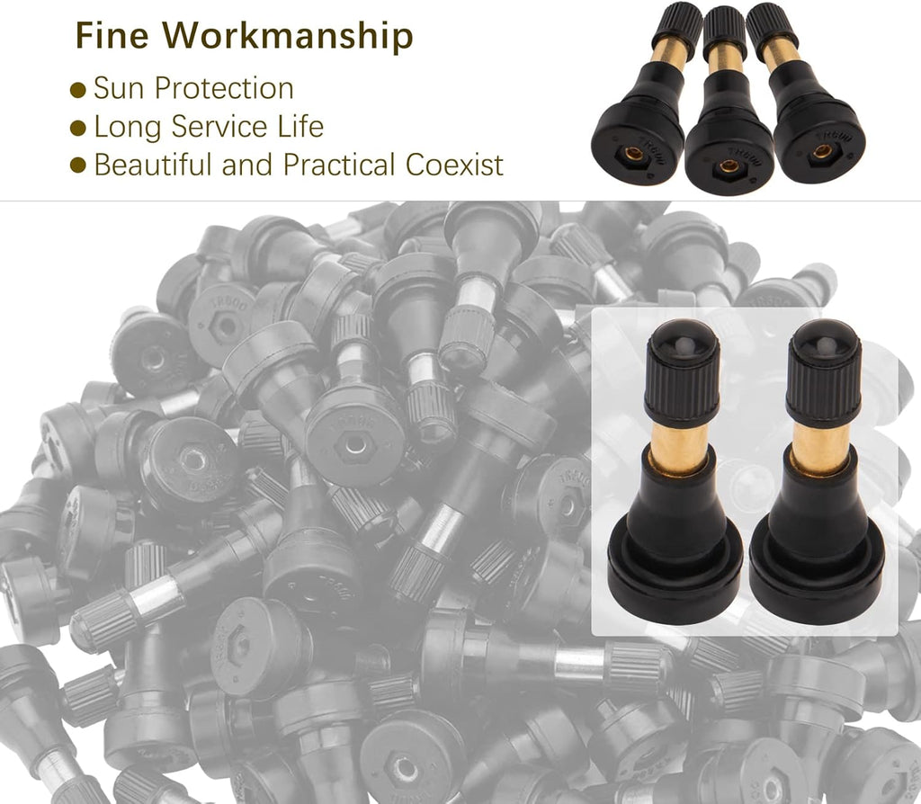 High Pressure Brass Rubber Snap-in Tire Valve Stem (100 Pack) Y9683