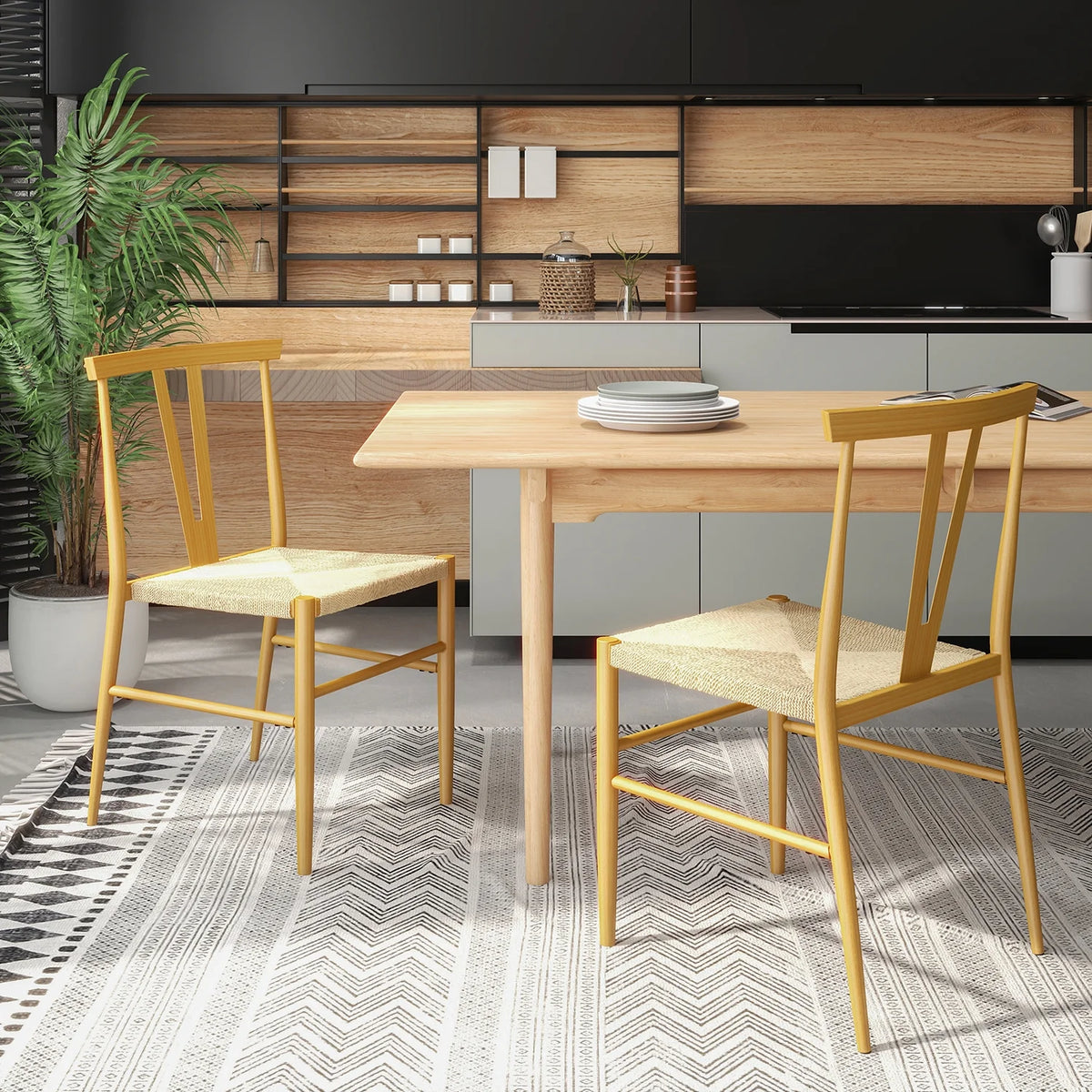 Natural Woven Rattan Dining Chair Set of 2 G700690