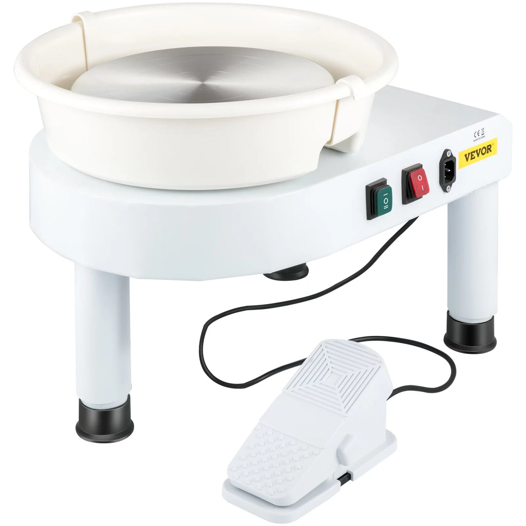 11in Ceramic Pottery Wheel with Foot Pedal and Detachable Basin R6794