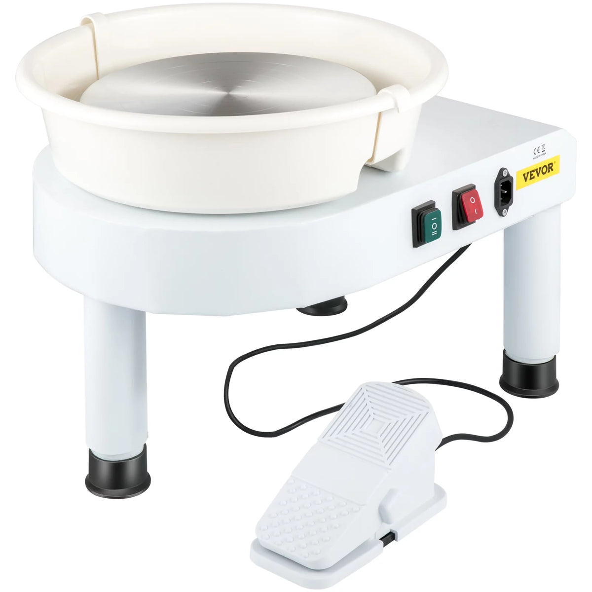 11in Ceramic Pottery Wheel with Foot Pedal and Detachable Basin R6794