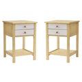 Solid Pine Wood 2 Drawer Nightstand Set of 2 J6514