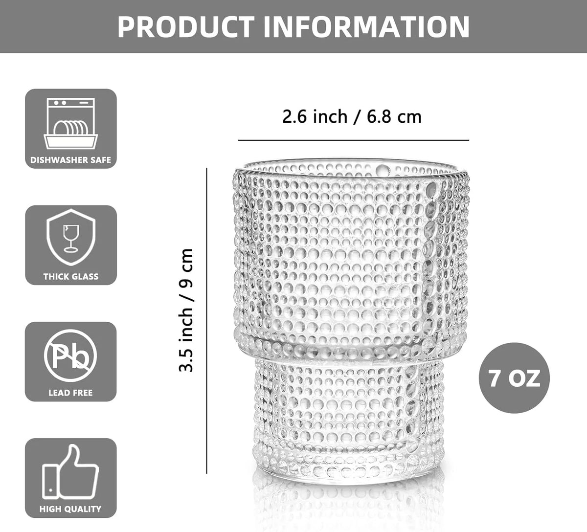 Set of 4 Small Transparent Glass Cups 190ml F1029