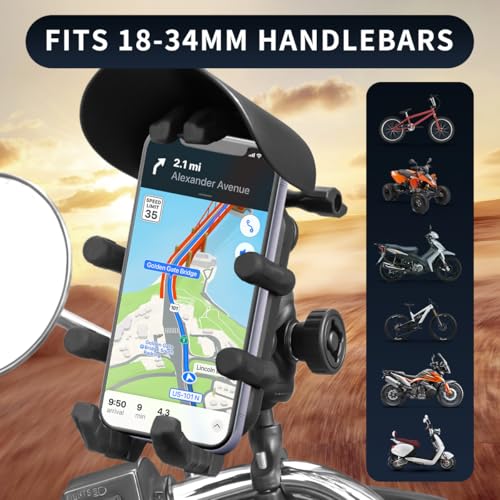 Motorcycle Phone Mount Holder Metal Stand 4.7-7 Inch D88227