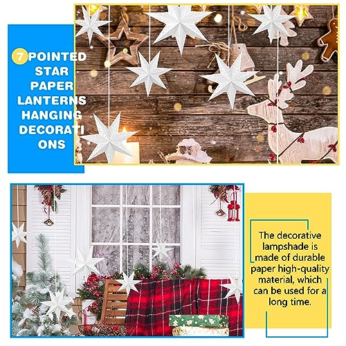 7-Piece Christmas Paper Lanterns White 10 12 14 18 Inch D3124