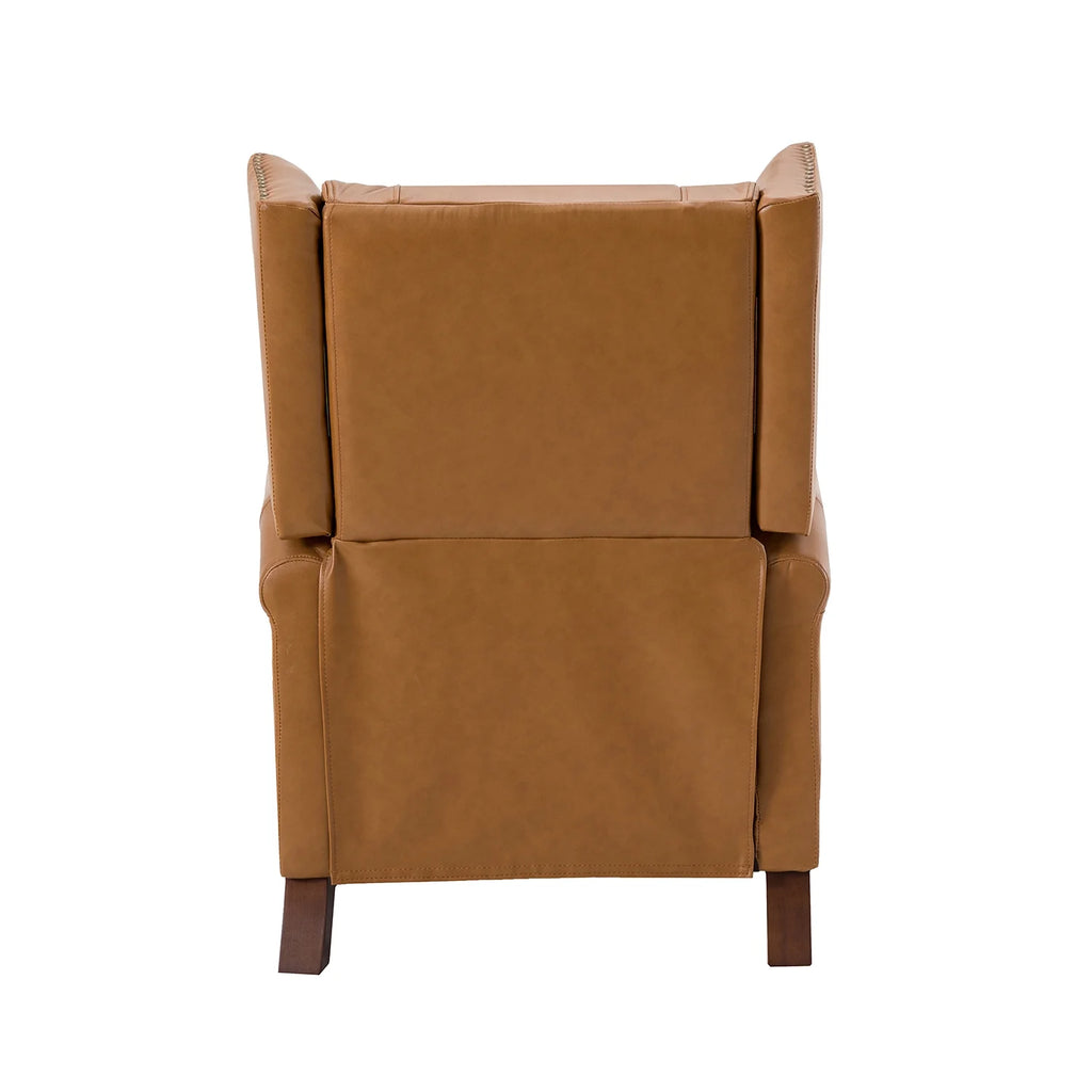 Genuine Leather Recliner with Nailhead Trims and Solid Wood Legs B864