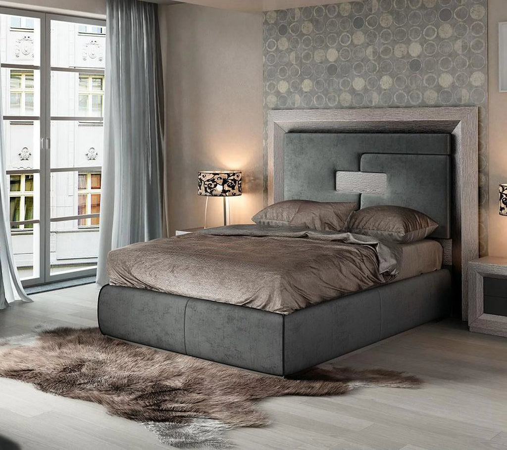 Gray High Headboard Queen Bed P2369