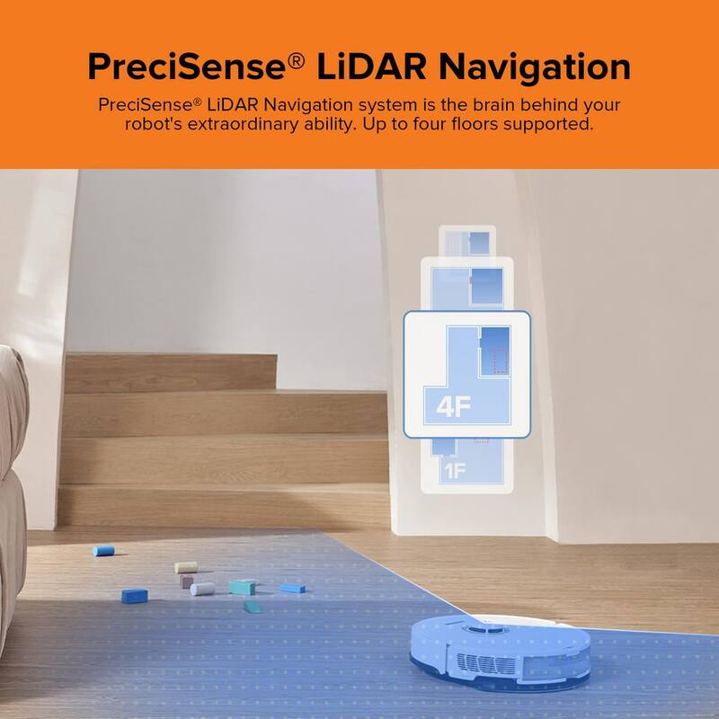 Robotic Vacuum with Sonic Mopping, LiDAR Navigation, Washable Filter, White Z9665