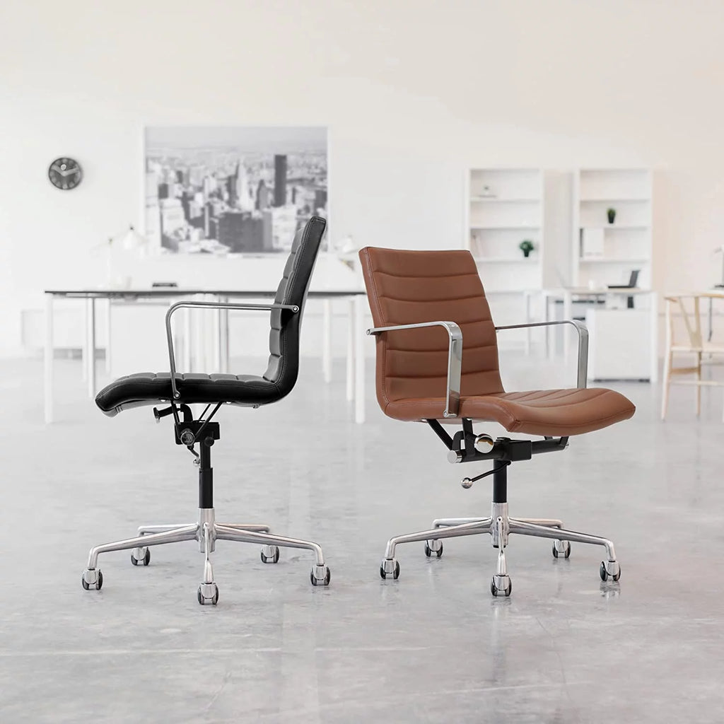Ribbed Grey Poly-Cotton Fabric Office Chair W5987