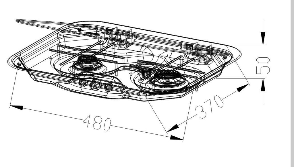 2 Burner LPG Gas Stove Cooktop with Glass Lid N884