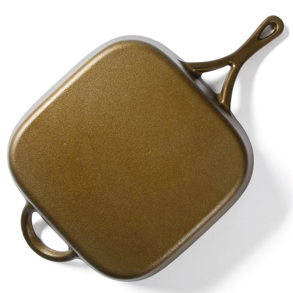 Bronzed Pre-Seasoned Cast Iron Square 11-Inch Grill Pan I335621