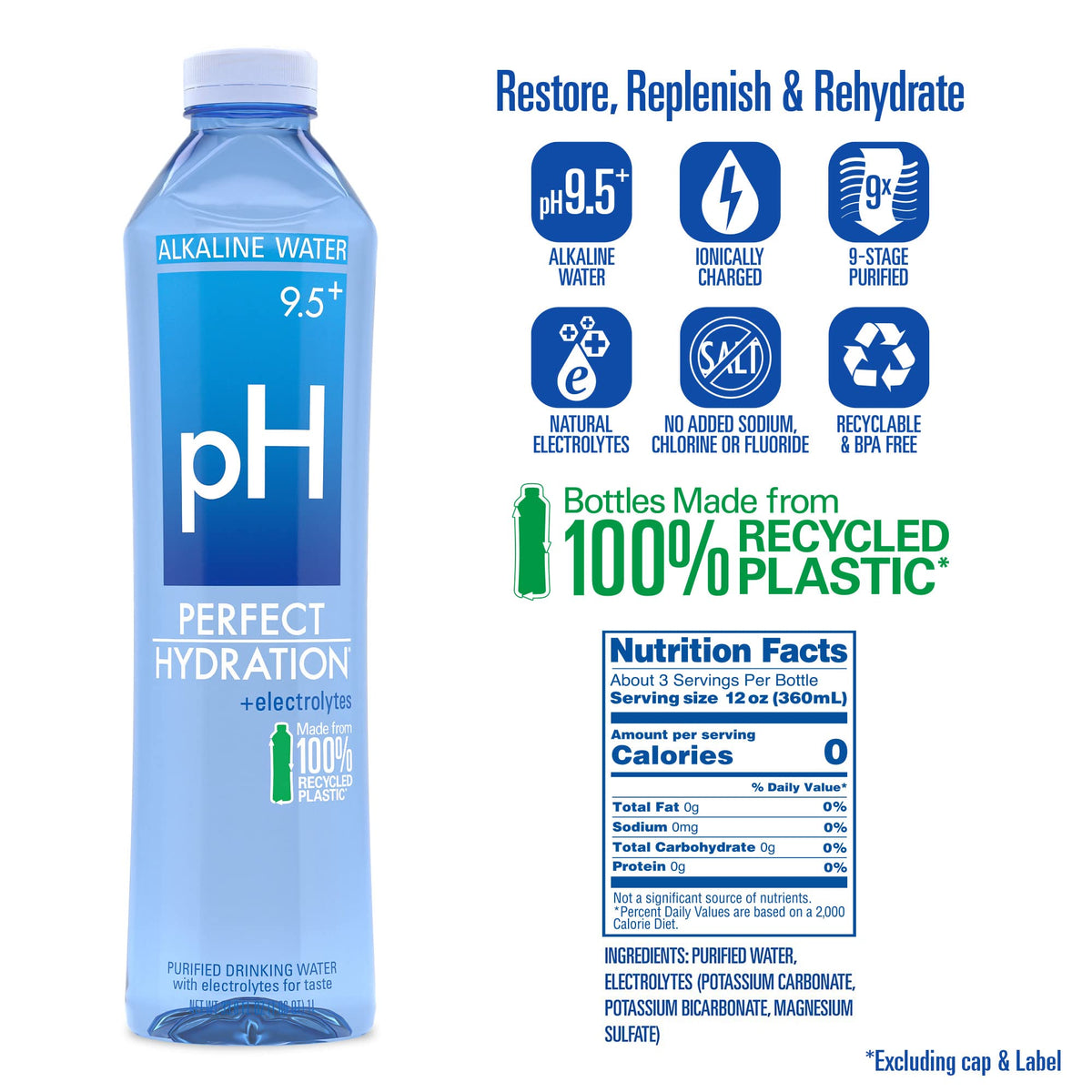 12 pack 1 Liter Alkaline Drinking Water G759