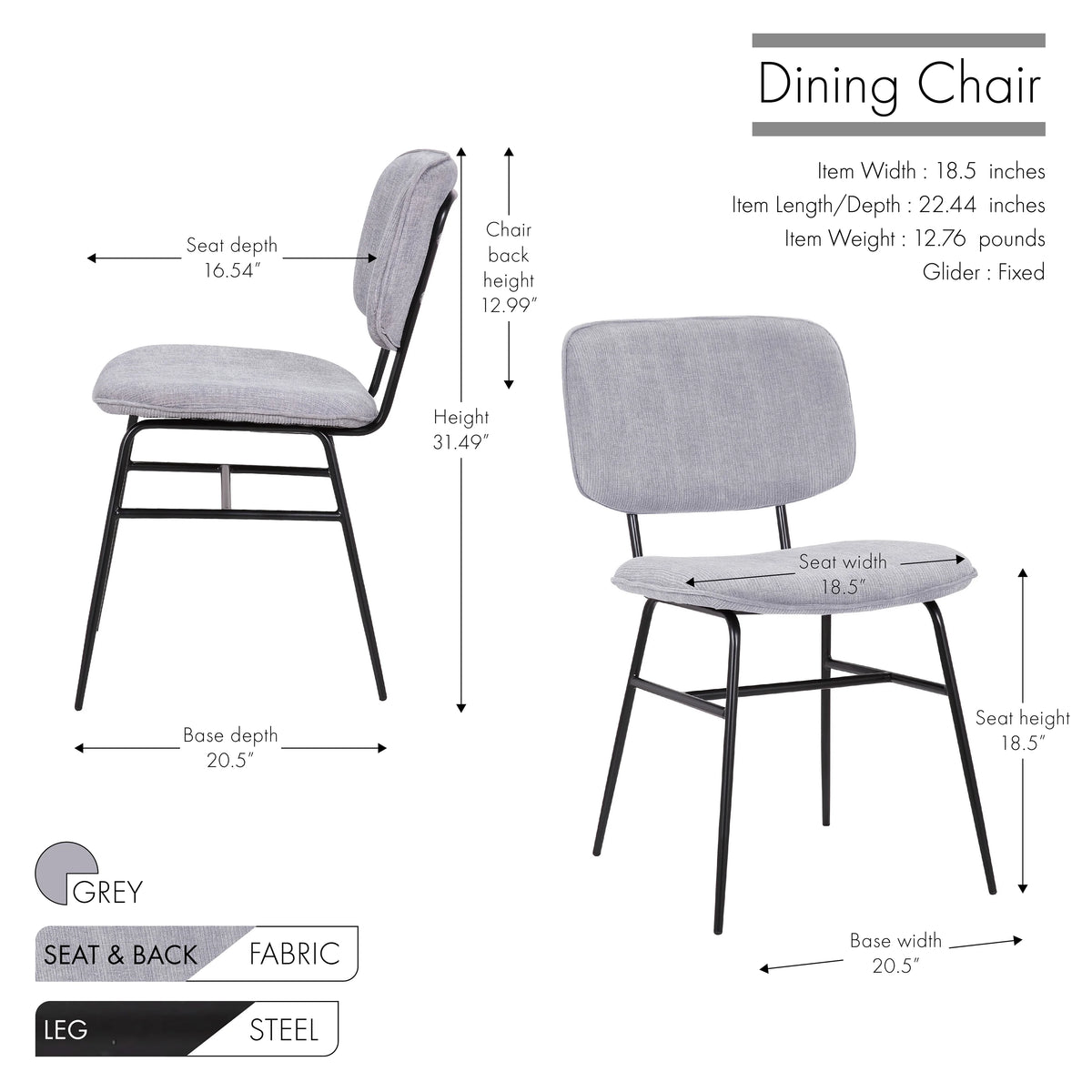 Set Of 2 Velvet Dining Chairs W30020