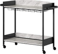 Black Faux Carrara Marble Mobile Bar Cart M117