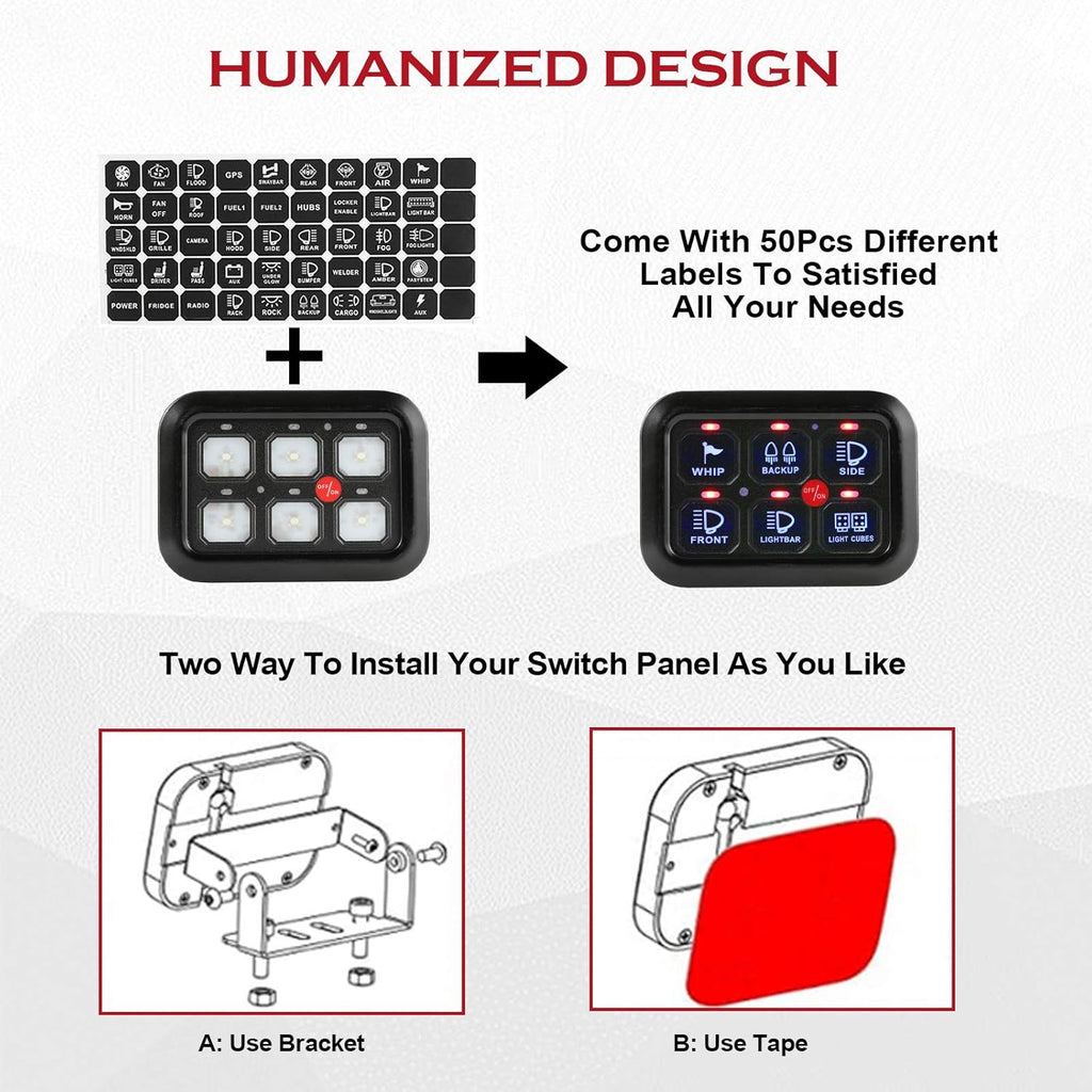 6 Gang Switch Panel for Car Truck ATV UTV Boat Q1552