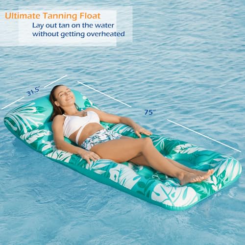 Inflatable Pool Float Lounger with Adjustable Backrest Cup Holders E428315