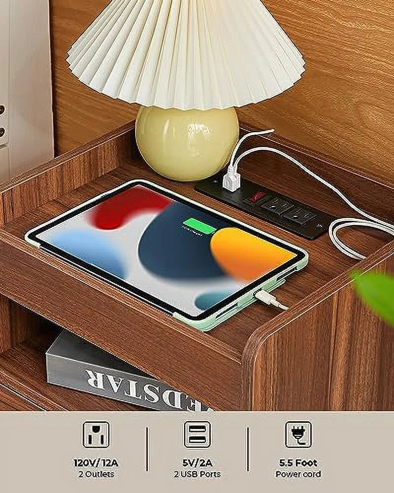 White 2 Drawer Nightstand with Charging Station O57855