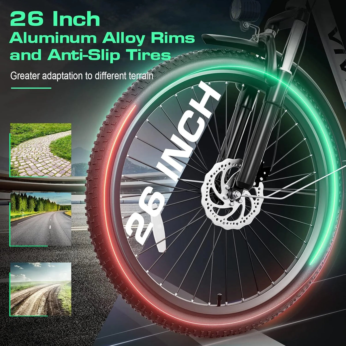 26'' 500W Electric Bike with 48V Removable Battery R643694