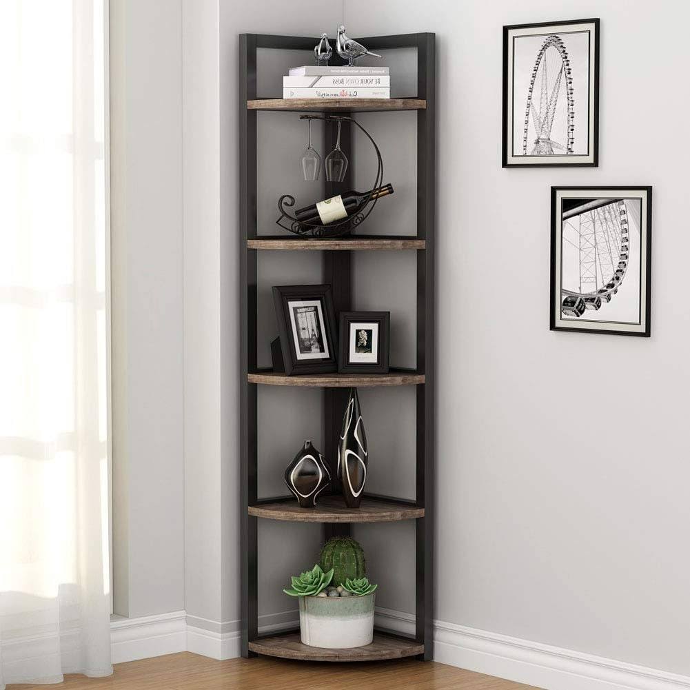 Black/Espresso 5 Tier Corner Bookshelf I86975