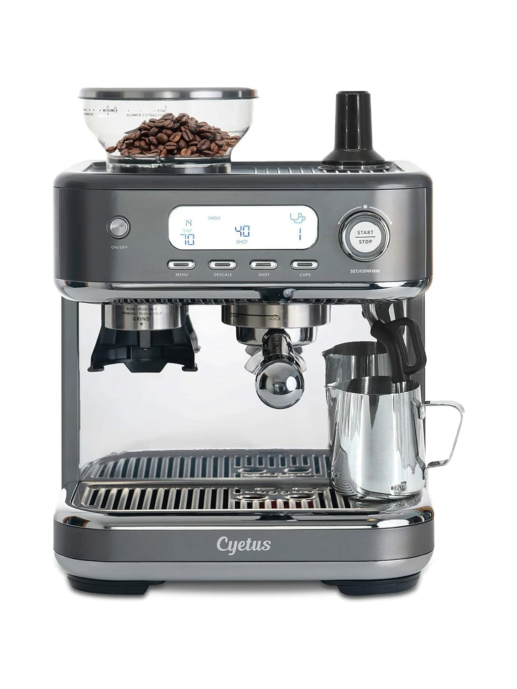 All in One Espresso Machine with Coffee Grinder and Milk Steam Wand O21796