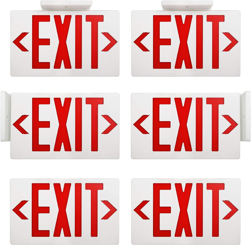 Red Double Face LED Emergency Exit Light Combo, 6 Pack B860