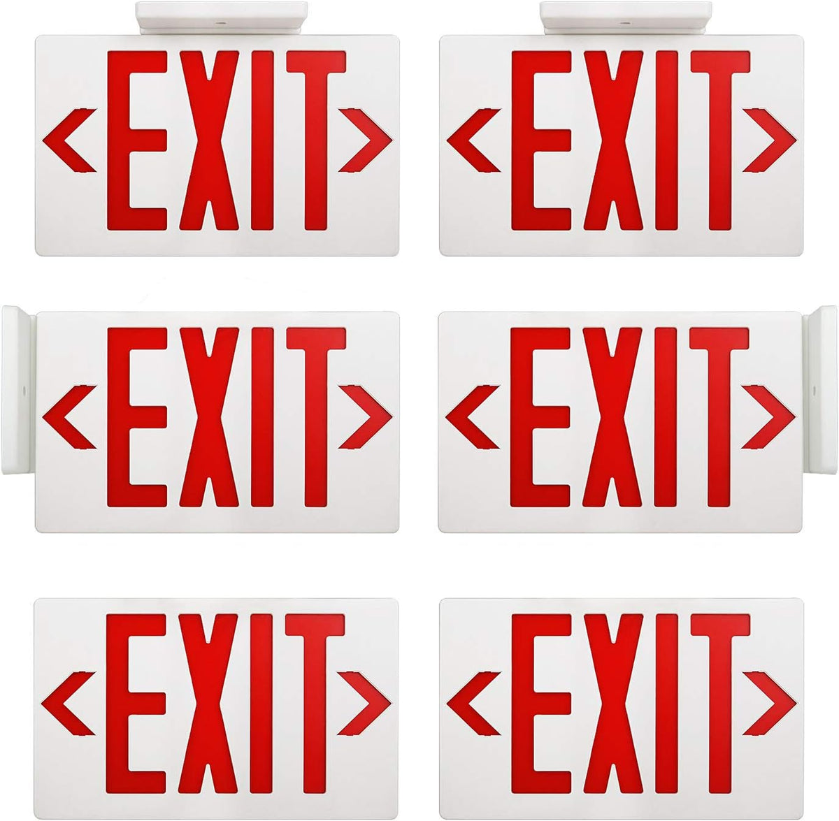 Red Double Face LED Emergency Exit Light Combo, 6 Pack B860