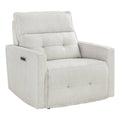 White Fabric Power Reclining Chair with Power Headrest U5441