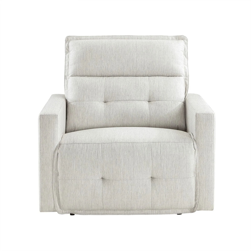 White Fabric Power Reclining Chair with Power Headrest U5441