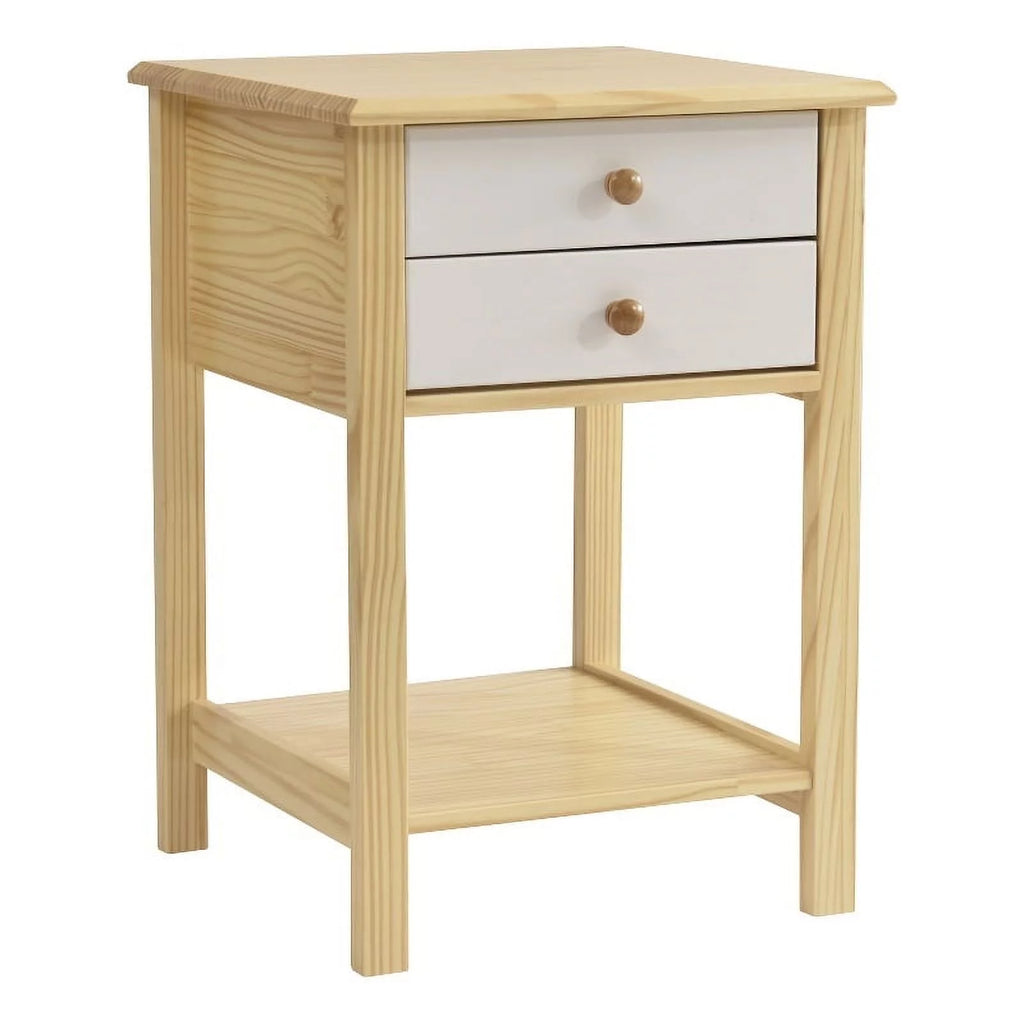 Solid Pine Wood 2 Drawer Nightstand Set of 2 J6514