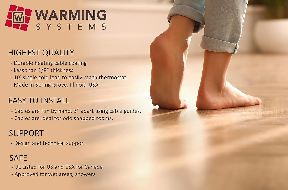 55 Sqft Electric Radiant Floor Heating Cable with Programmable Thermostat I59250