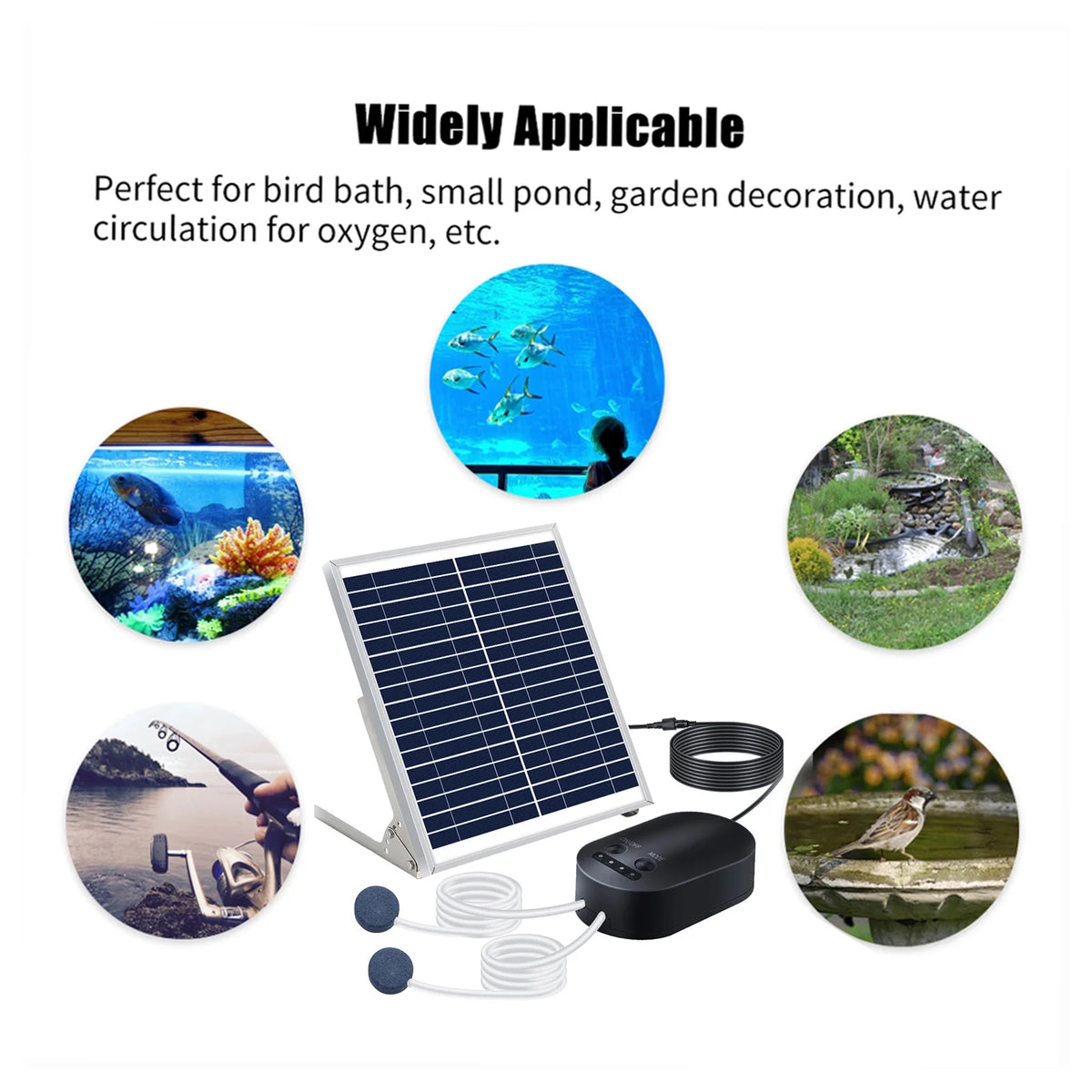 10W Solar Pump Aquarium Aerator with Air Stone Bracket Q956