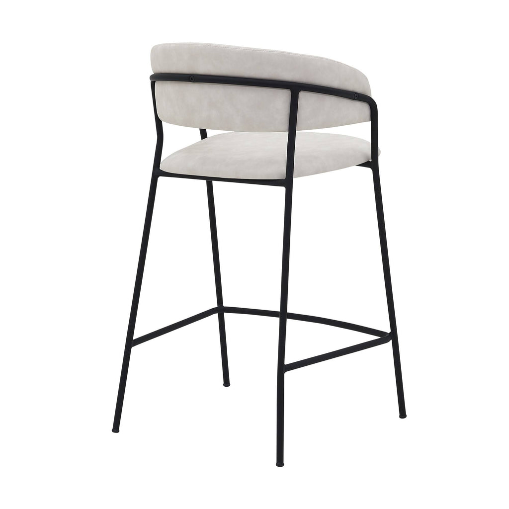Gray Faux Leather and Metal Counter Height Bar Stool R415720