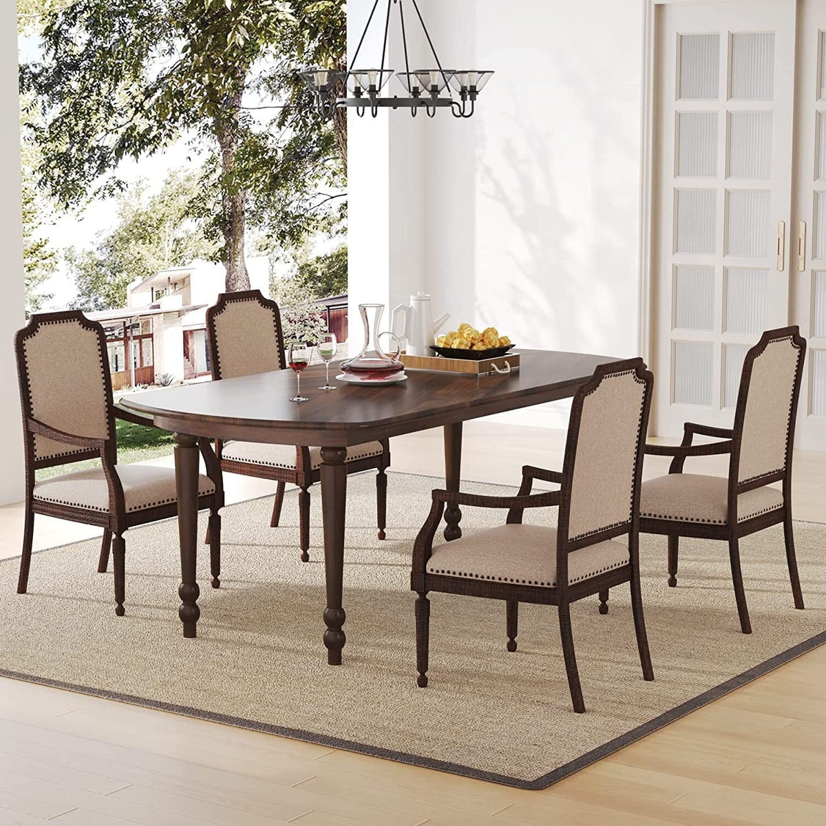 63 Inch Dark Brown Dining Table D545485