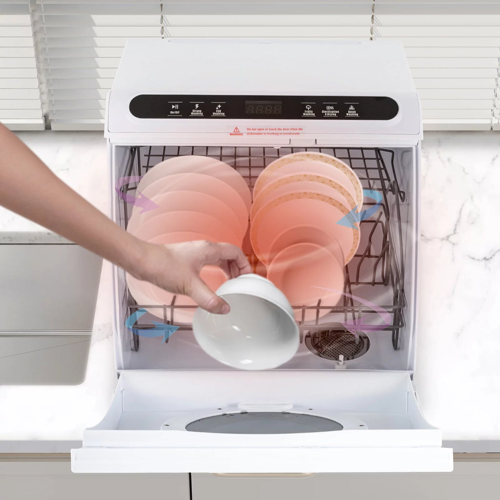 900W White Compact Countertop Dishwasher Z596