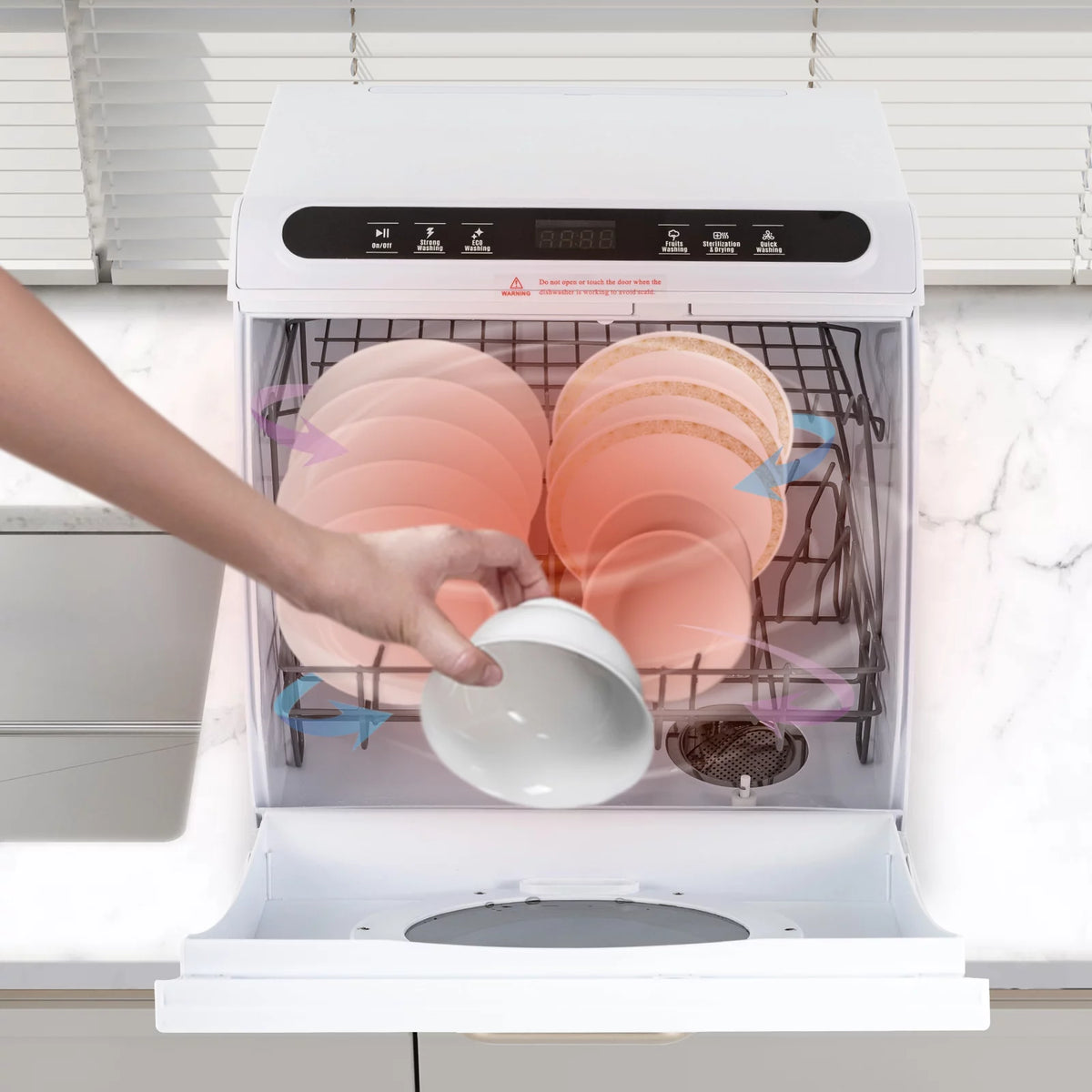 900W White Compact Countertop Dishwasher Z596