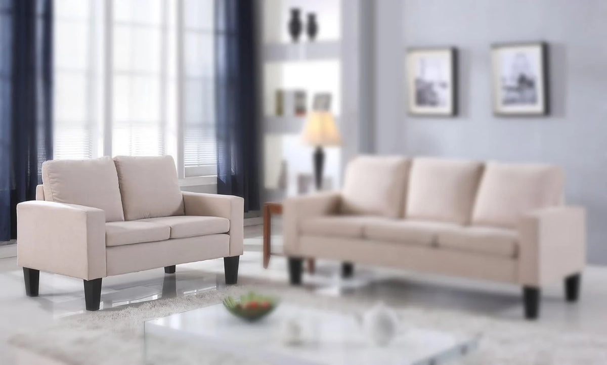 Beige Microfiber Loveseat Y951166