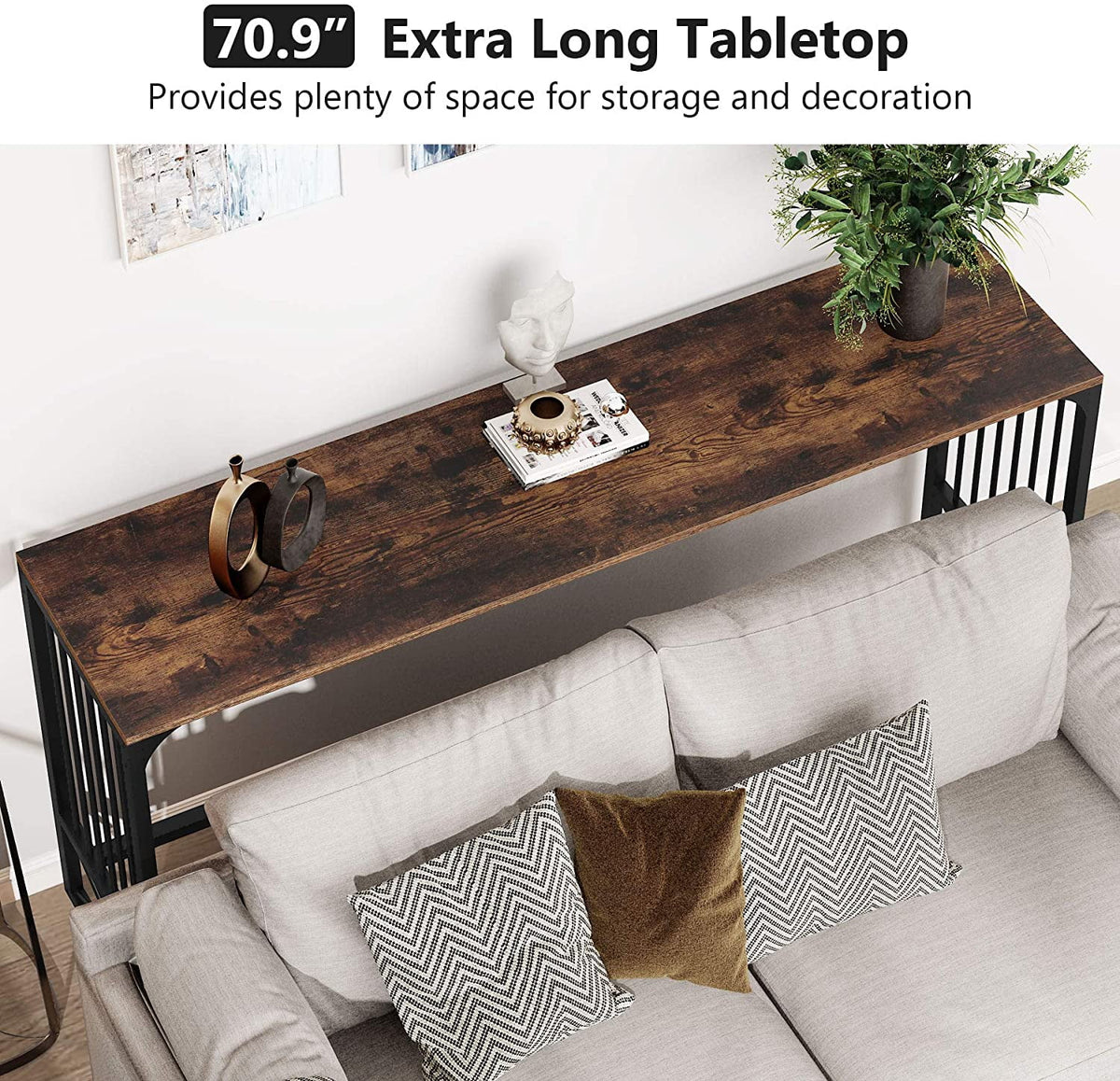 70.9 inch Sofa Console Table Rustic Brown B253